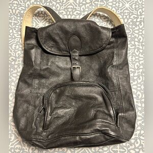 Vintage black leather rucksack